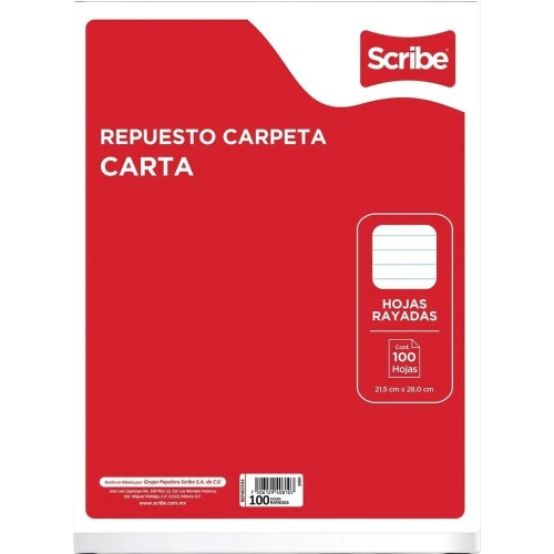 Carpeta con hojas rayadas tamaño carta