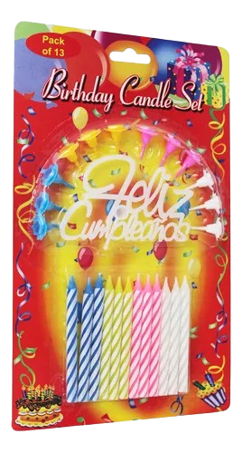 Velas de cumpleaños surtidas 12 piezas